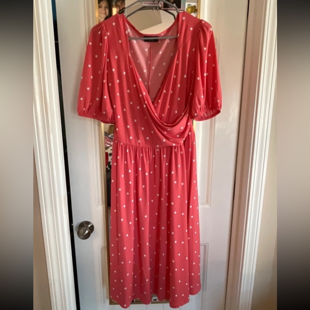 Lane Bryant Coral Polka Dot Dress